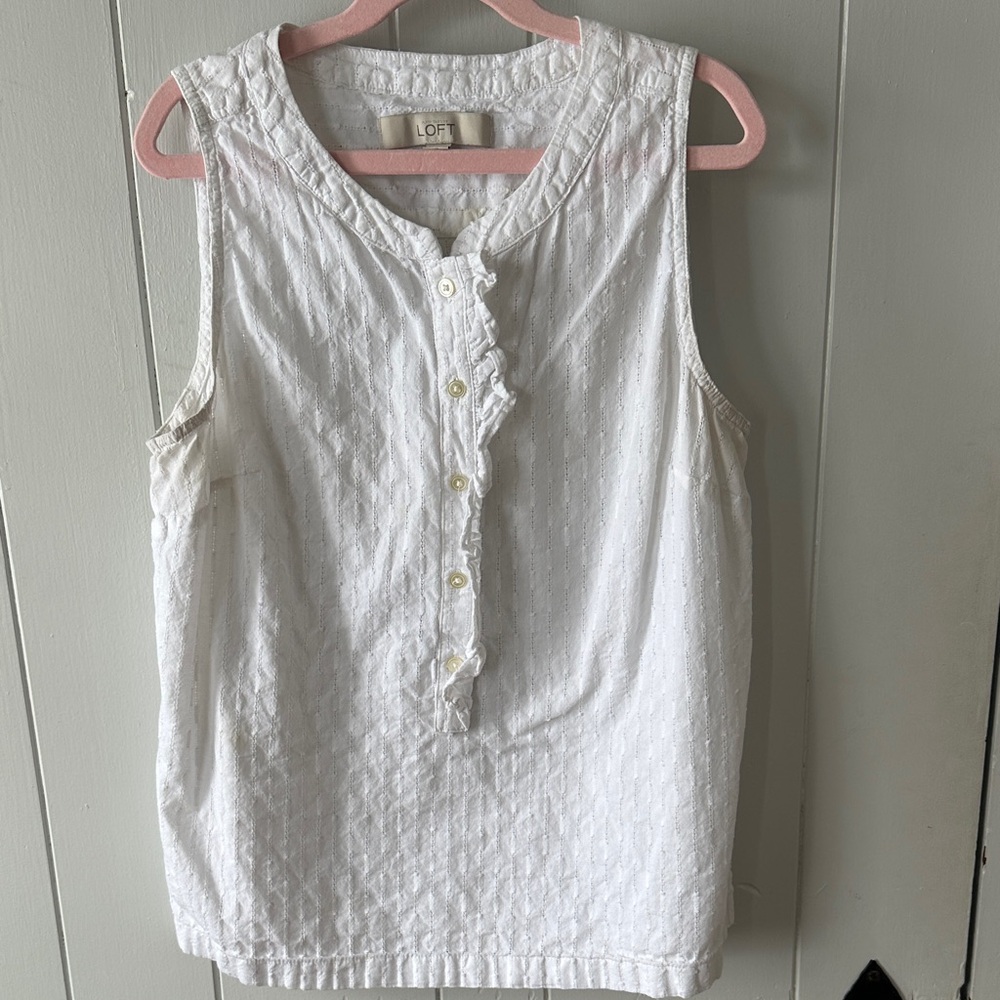 LOFT sleeveless eyelet blouse